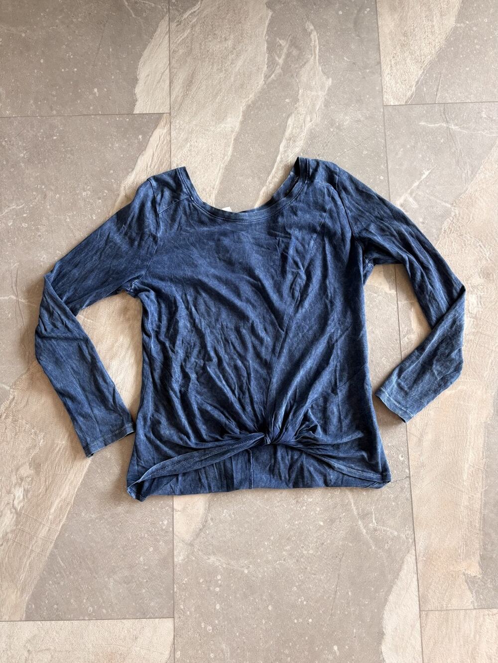 Zella Blue Tie Front Long Sleeve Top Women's Size S